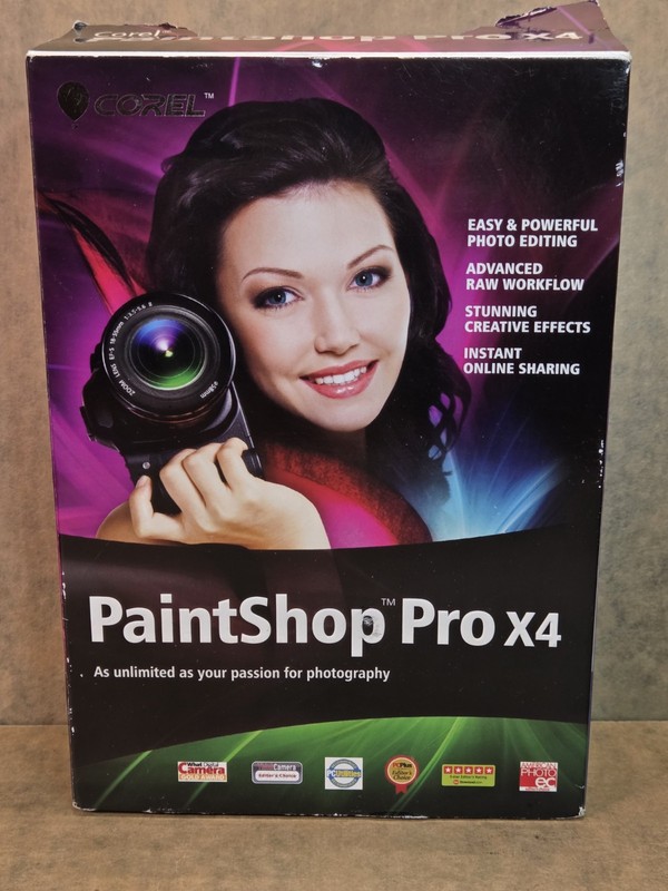 Corel Paint Shop Pro X Retail Box Disc + Serial w/ Bonus WinZip Pro 15 No Manual