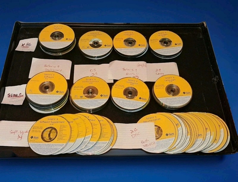 SUN Microsystems SOLARIS 9 -BOTH X86 & SPARC Platform Ed. 176 DISCS bundle Lot