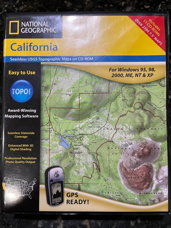 National Geographic Topo CD software mapping for California State PLEASE READ