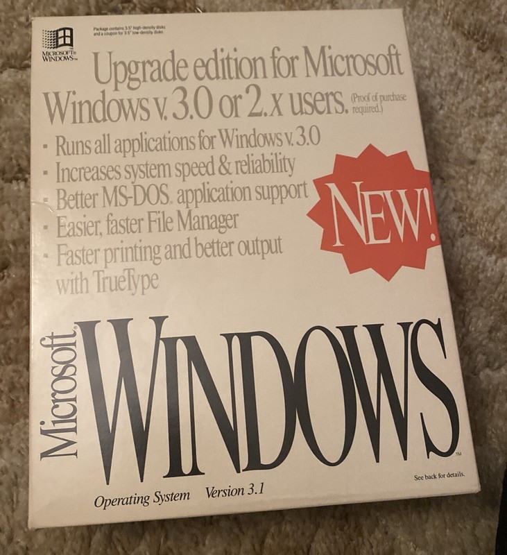 Microsoft Windows Version 3.1 Upgrade Edition Windows 3.0 Or 2.X Users