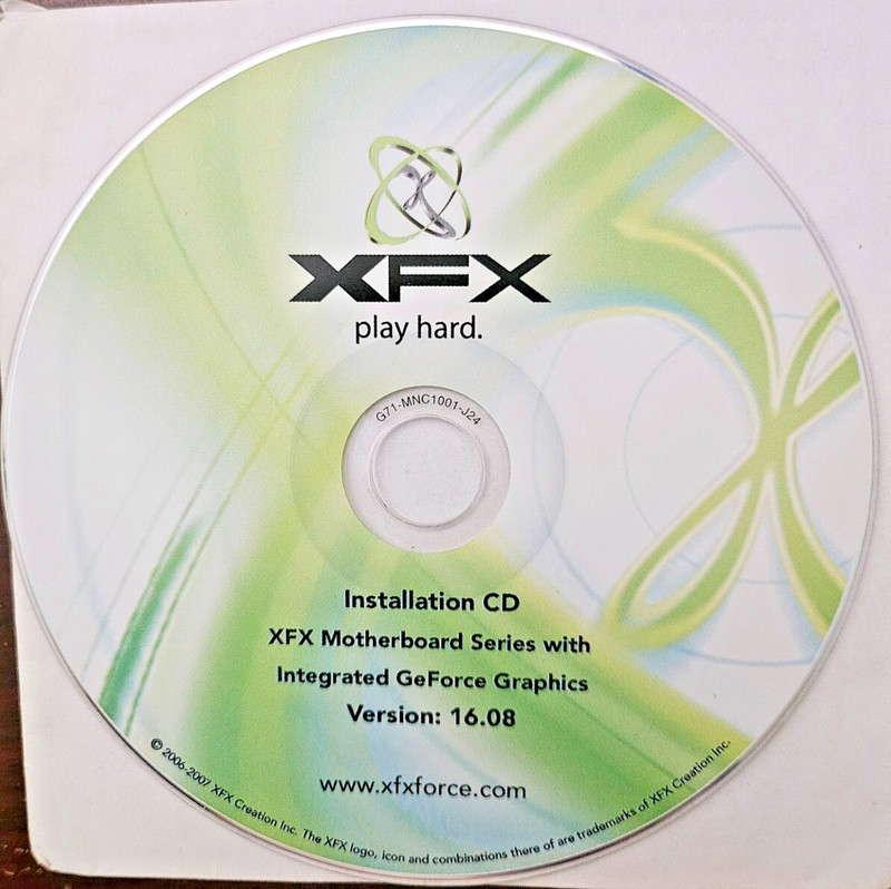 XFX Motherboard GeForce Graphics V 16.08 Installation CD