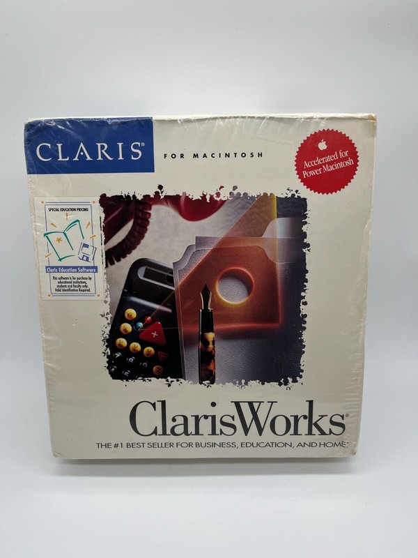 ClarisWorks Big Box PC Sealed Mac Macinstosh 1993 New Software & Handbook gallery