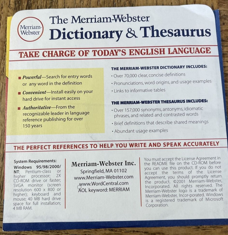 Merriam Webster Dictionary And Thesaurus PC Software gallery