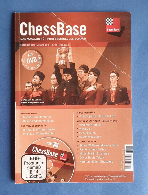 Chess Base No.175 Dec.16/Jan.17 German/English with DVD! crease in cover