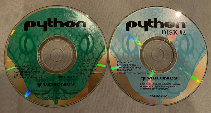 Videonics PYTHON Version 1.2.2 – 1997 Windows PC Computer Software 2-CD Set RARE
