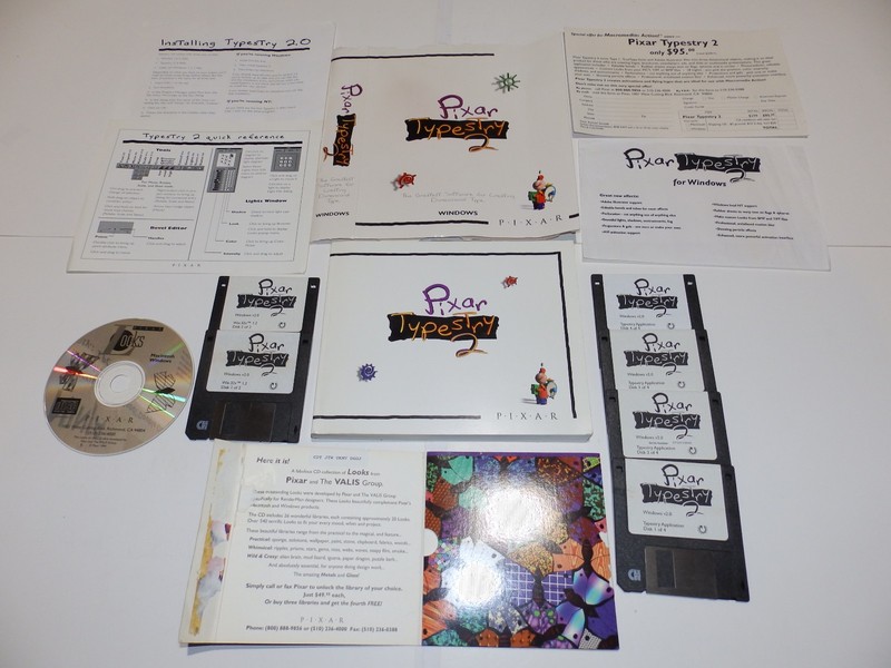 Vintage Software – Pixar Typestry for Windows v2.0 with Pixar “Looks” CD-ROM