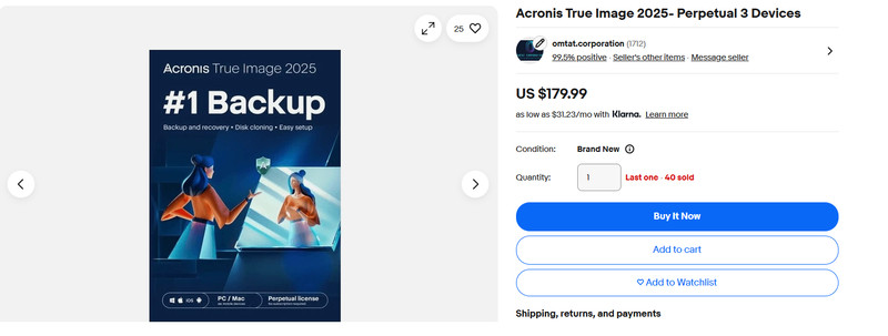 Acronis True Image 2025 - Perpetual 3 Devices gallery