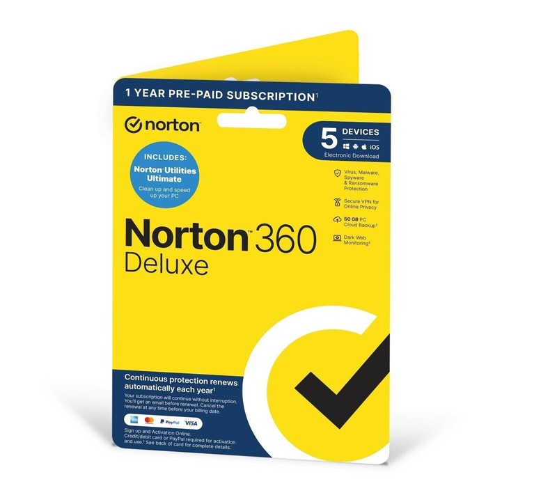 Norton 360 Deluxe + Utilities Ultimate 2026 – 5 Geräte, 1 Jahr