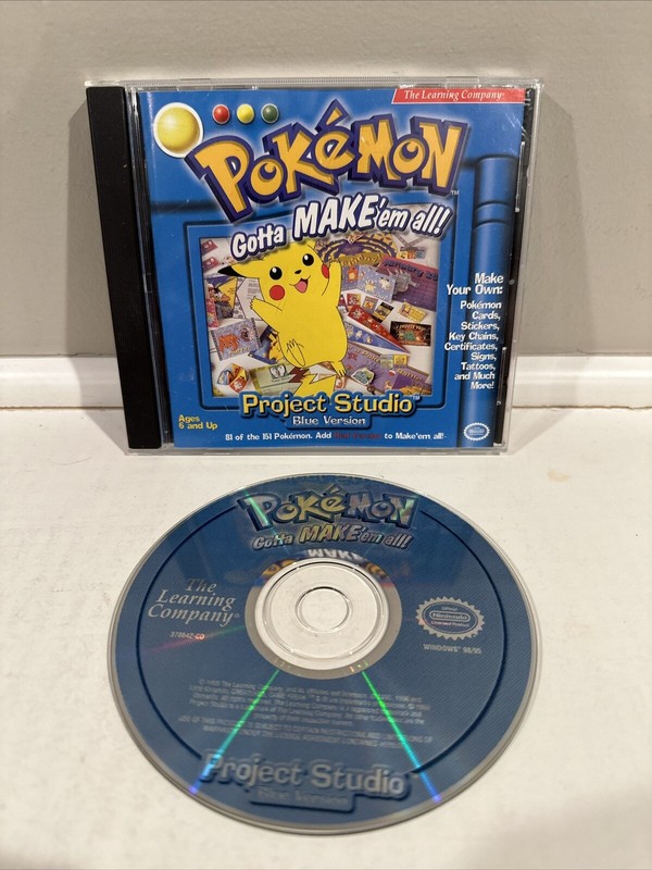 VINTAGE 1999 POKEMON GOTTA MAKE ‘EM ALL PROJECT STUDIO BLUE VERSION PC GAME!