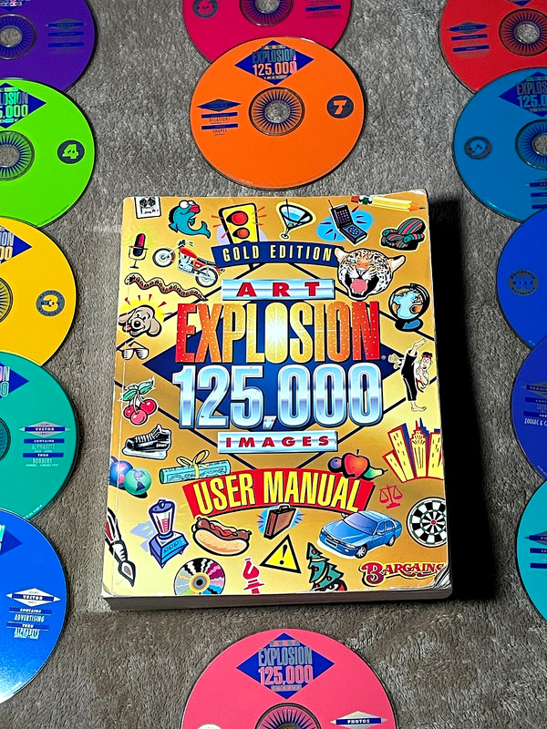 Art Explosion 125,000 Images Gold Edition User Manual & 13 CD-ROM Disk Set 1996