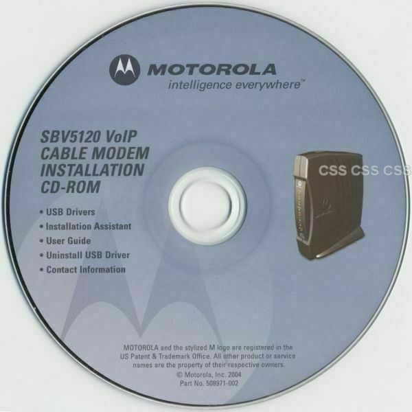 Motorola SBV5120 VoIP Cable Modem Installation CD-ROM USB Driver User Guide Disc