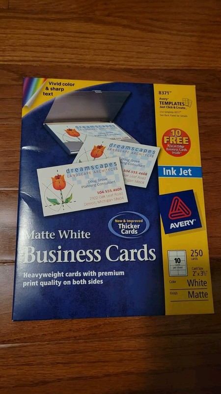 Avery 8371 Inkjet Business Cards 250 ~ 2” x 3 ½” Cards NEW Sealed Matte White