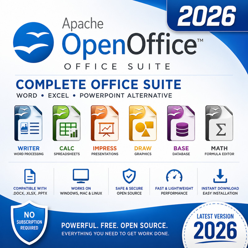 Open Office Home and Student 2026 - Office Software Suite for Windows USB