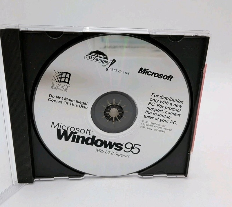 Microsoft Windows 95 OS Install w/ USB Support Disc Part # 000-59944 Genuine