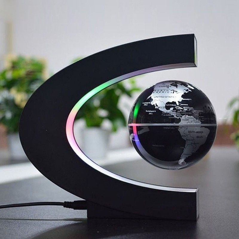 Magnetic Levitation Floating Globe 3 inch with LED Lights C Shape World Map for gallery