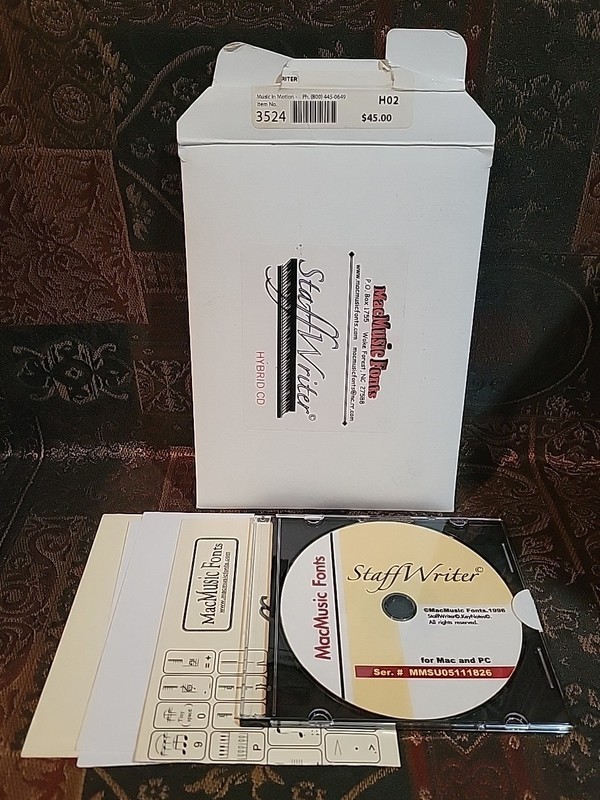 MacMusic Fonts StaffWiter for Mac and PC Hybrid Cd