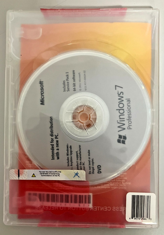 MS Windows 7 Pro DVD w/SP1 Only, No Product Key gallery
