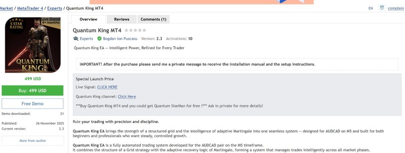 v3.1 Quantum King EA Metatrader MT5 Forex Bot Trading Forex Robot prop firm gallery