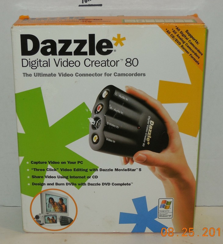 DAZZLE DVC-80 Digital Video Creator 80 Video Capture Device RCA USB Cable Disc