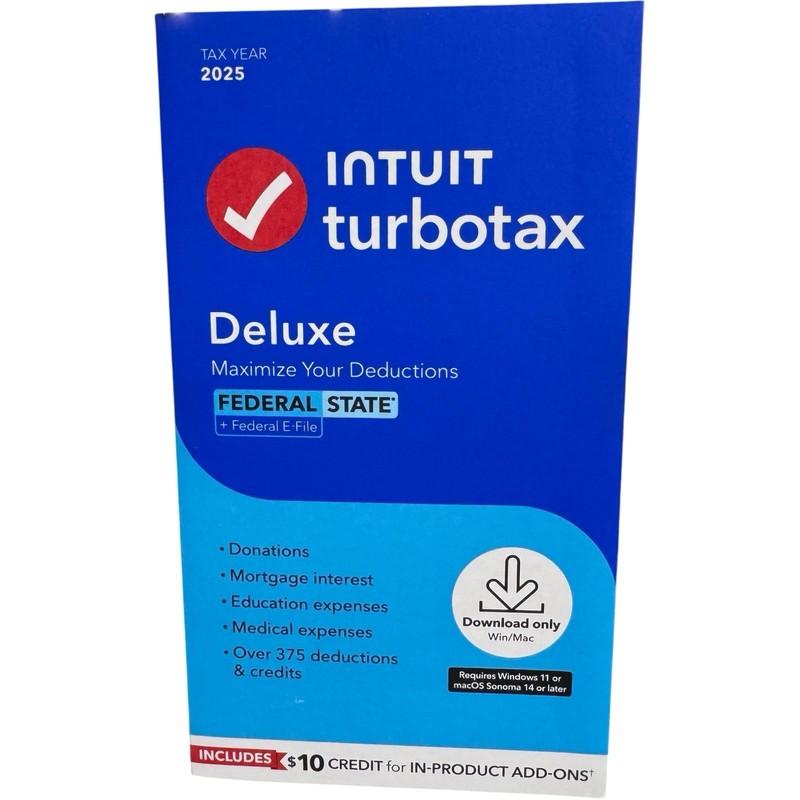 Intuit Turbo tax Deluxe 2025 Federal & State , New Sealed Numeric Key Shipped!