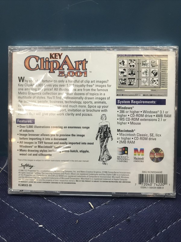 Key Clip Art 5,001 (PC, 1996) BRAND NEW SEALED gallery