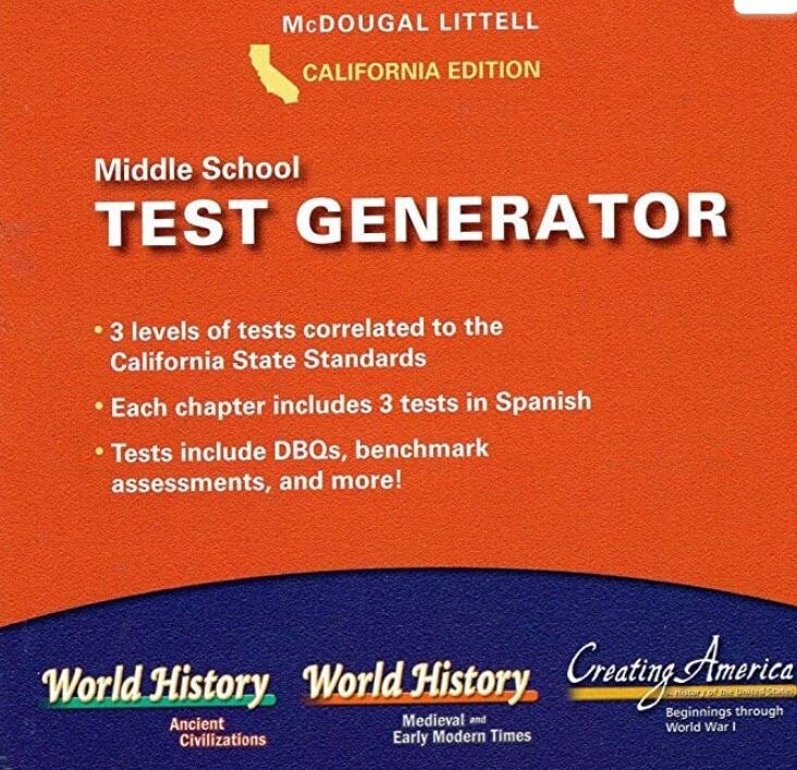 Middle School World History Test Generator PC MAC CD teacher tools quiz exams