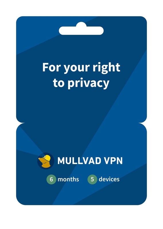 Mullvad VPN | 6 Months for 5 Devices | Protect Your Privacy 6 Months, Blue