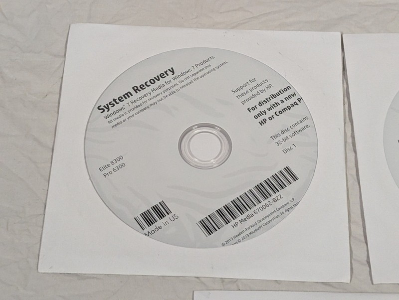 HP Windows 7 Pro 64-bit System Recovery Discs, Elite 8300 Pro 6300, No Key gallery