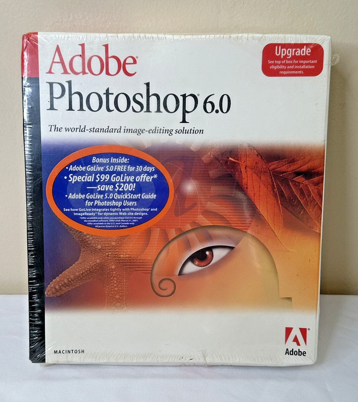 Adobe Photoshop 6.0 Upgrade for Macintosh Brand New Sealed – PLEASE READ