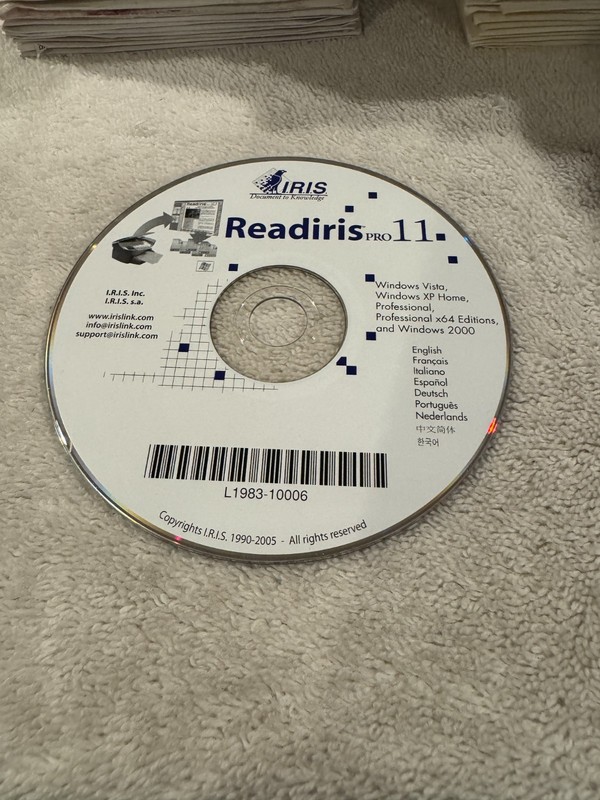 IRIS Readiris Pro 11 for Windows – CD ONLY IN GOOD CONDITION!!!