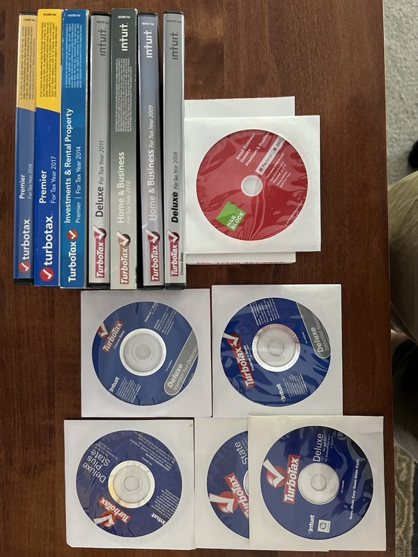 Lot Tax Software CDs 2004-2011 , 2014, 2017-2018 TurboTax 2019 HR Block, Mac Win gallery