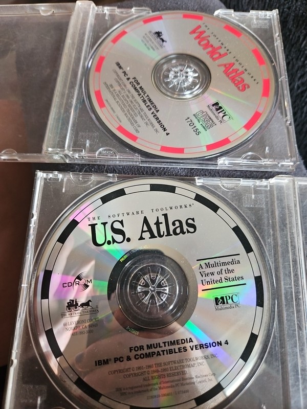 1993 Software Toolworks – US Atlas + World Atlas CD-ROM – Homeschool VG