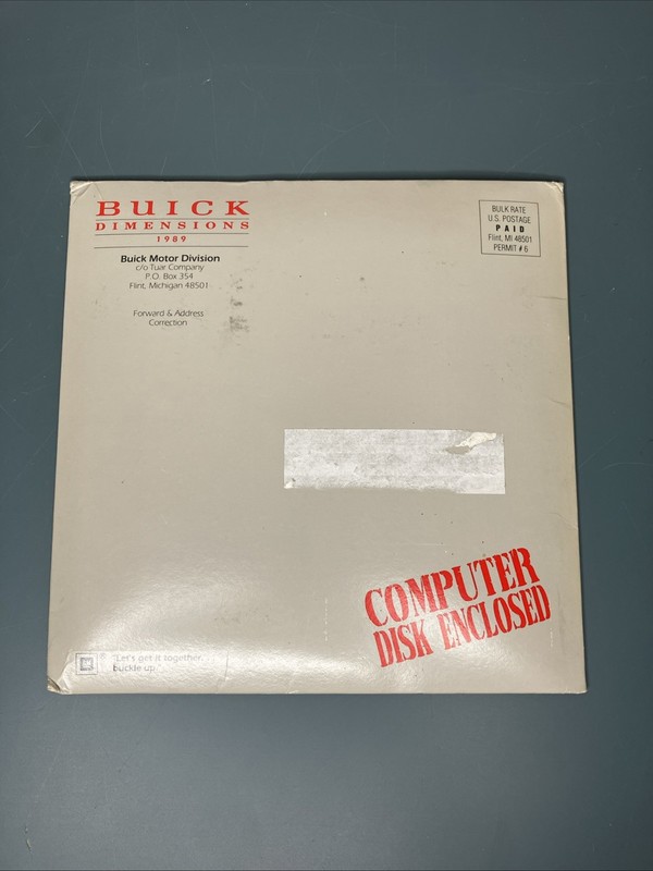 Buick Dimensions 1989 Computer Disk & Brochure – Vintage GM Promo