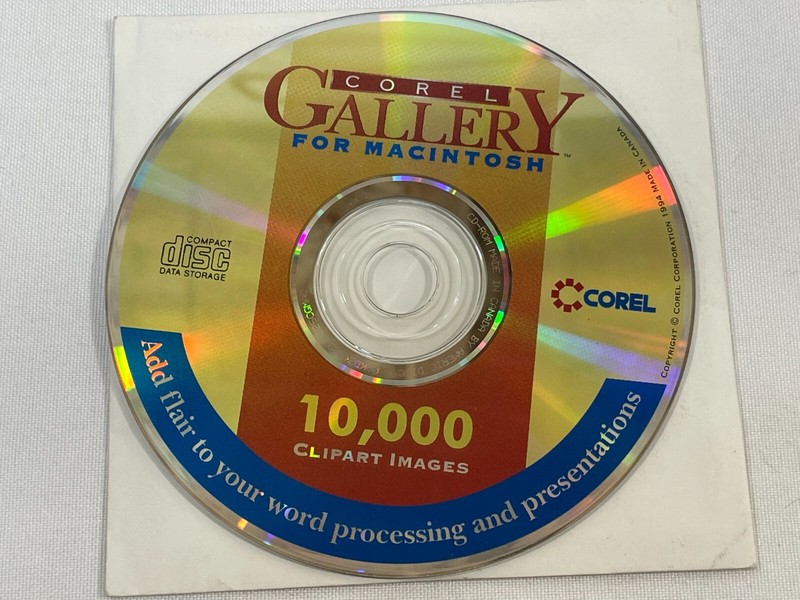 Vintage 1994 Corell Gallery 10,000 Clipart Images CD-ROM Macintosh Mac Software