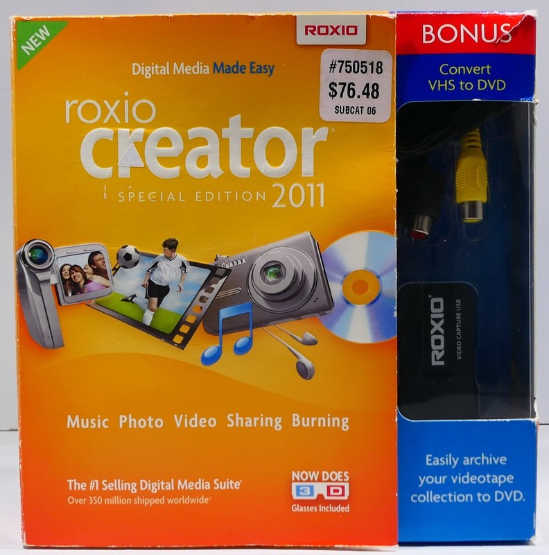 Roxio Creator Special edition 2011 Transfer VHS To DVD