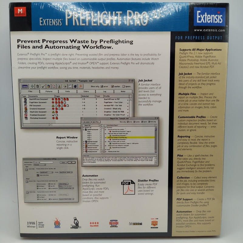 Rare Brand New Sealed 1988 Extensis Preflight Pro 2.1 Package Collectible gallery