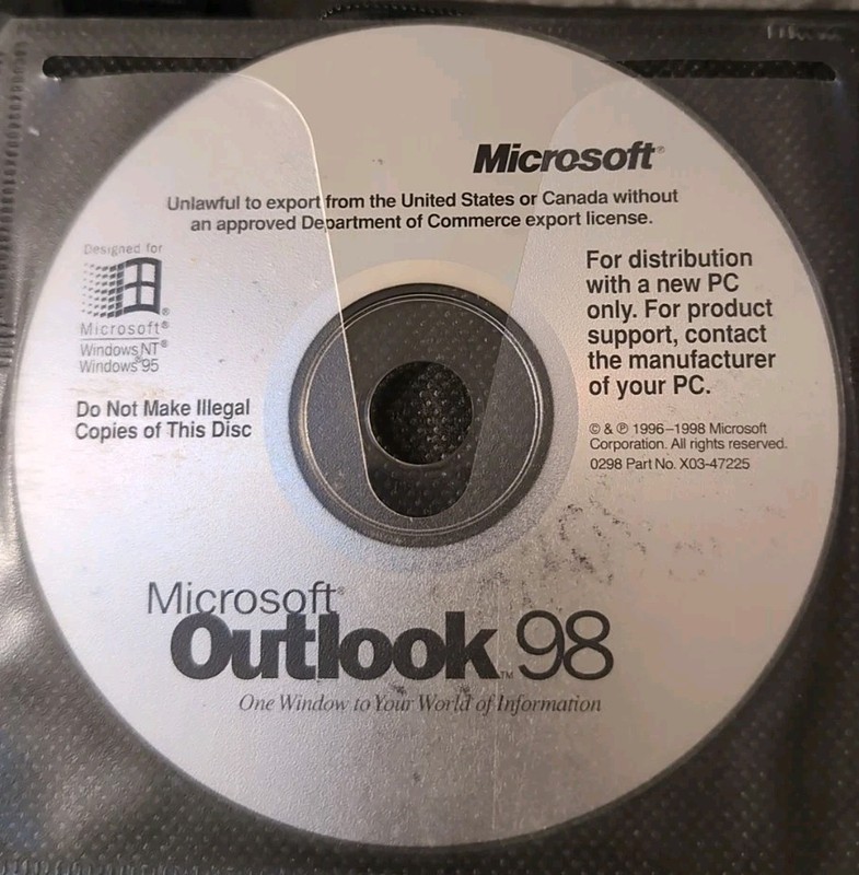 O.o Microsoft Outlook 98 CD-ROM Only New PC Distribution USED o.O