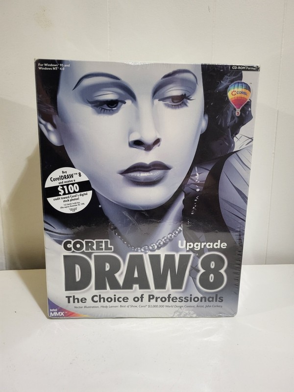NEW SEALED Corel Draw 8 The Choice Of Professionals Intel MMX Big Box RARE