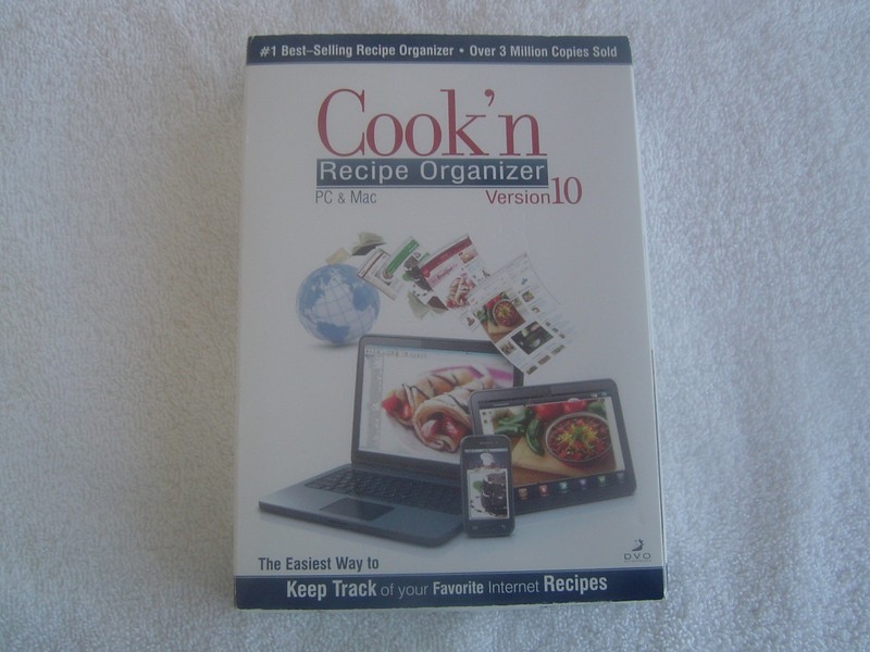 Cook’n Recipe Organizer Version 10 PC & Mac Software CD Internet Recipes