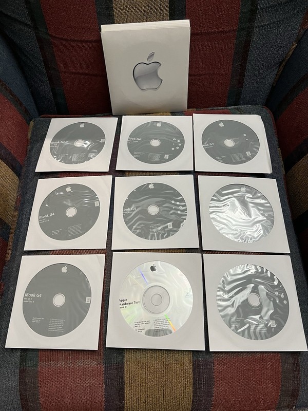 Apple iBook G4 Mac OS 10.3 Install CD SET + Software restore Set + Hardware Test