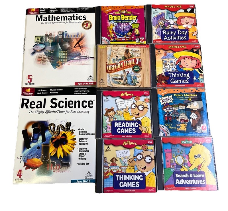 educational adventure cd roms Lot Of 10 Windows Madeline Arthur Big Bird Reading