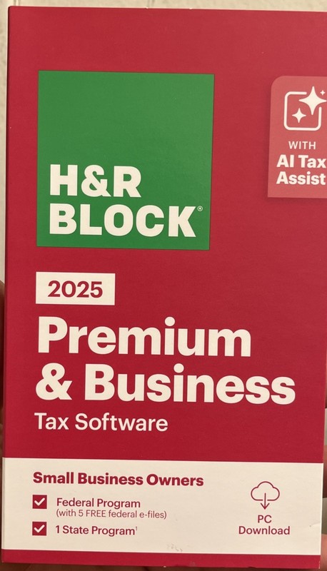 New 2025 H&R Block Tax Software Premium & Business Edition for Win/PC [Key Card]