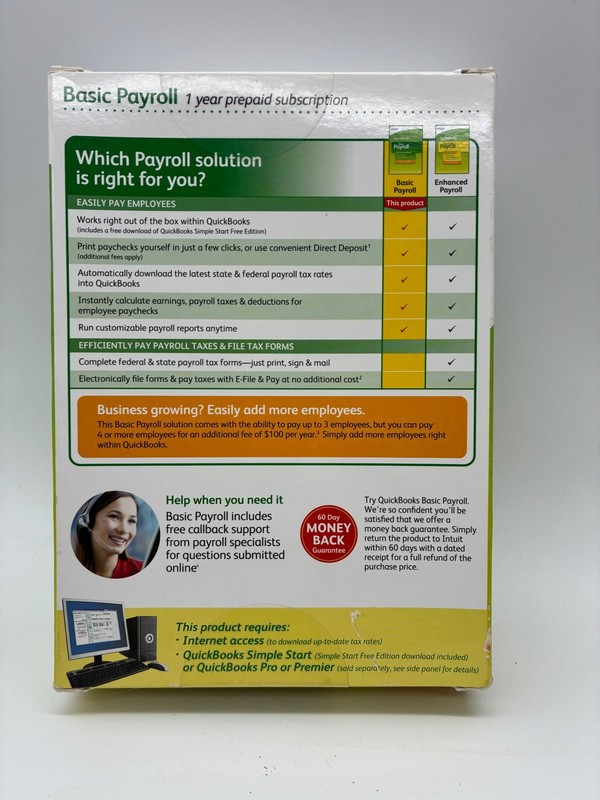 Intuit QuickBooks Basic Payroll Software 1 Year Subscription 1-3 Employees New gallery