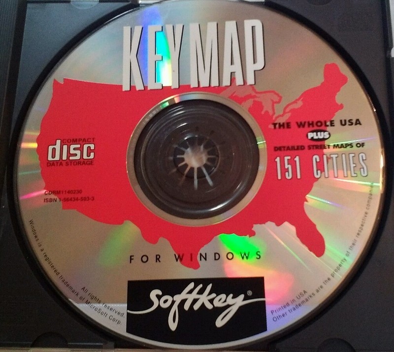 Key Map USA Streets Windows CD-ROM 90’s Softkey B4 GPS? RARE VHTF Retro Tech!