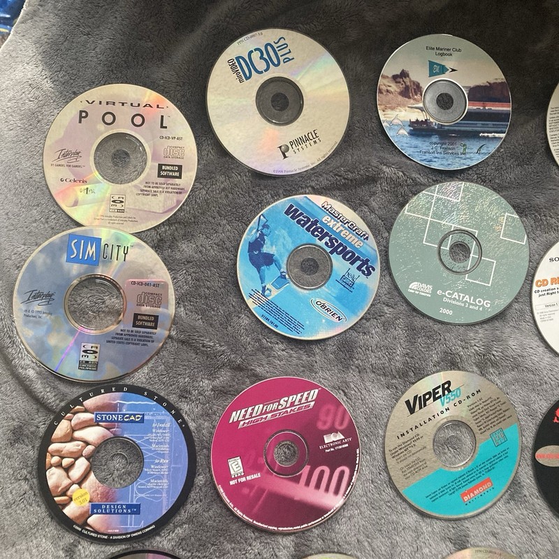 Vintage PC CD-ROM MS DOS Games Software for Windows Lot of 11 (1990-2000) W/case