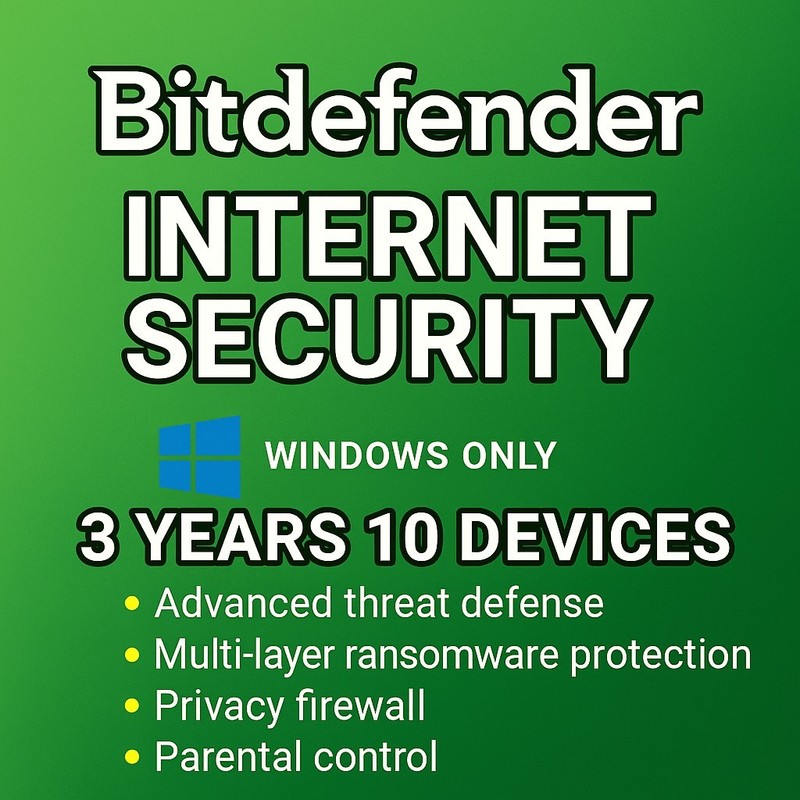 🔥 Bitdefender Internet Security 🔥3 Year | 10 PC’s | Windows | Trusted Seller
