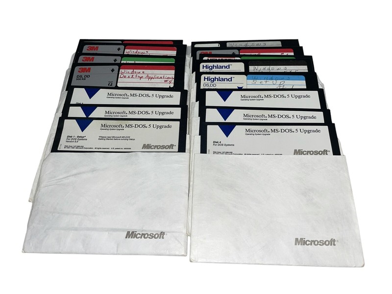 Used Microsoft MS-DOS 5 Upgrade – 5.25″ 5 1/4” Floppy Software PC – Discs 1-8 ++