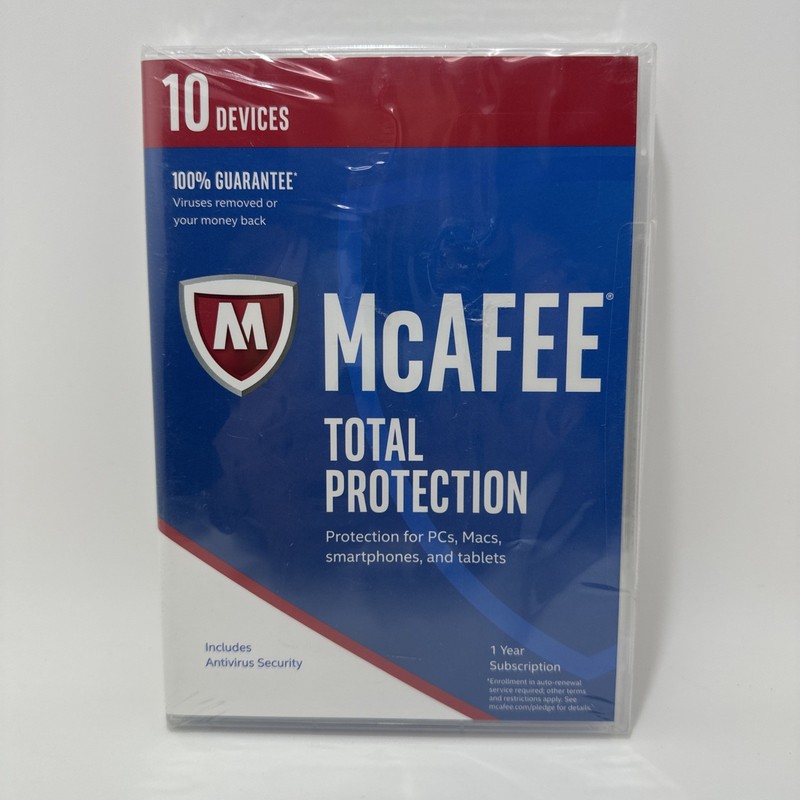 MCAFEE TOTAL PROTECTION 10 DEVICE ANTIVIRUS INTERNET SECURITY Windows IOS Phone!