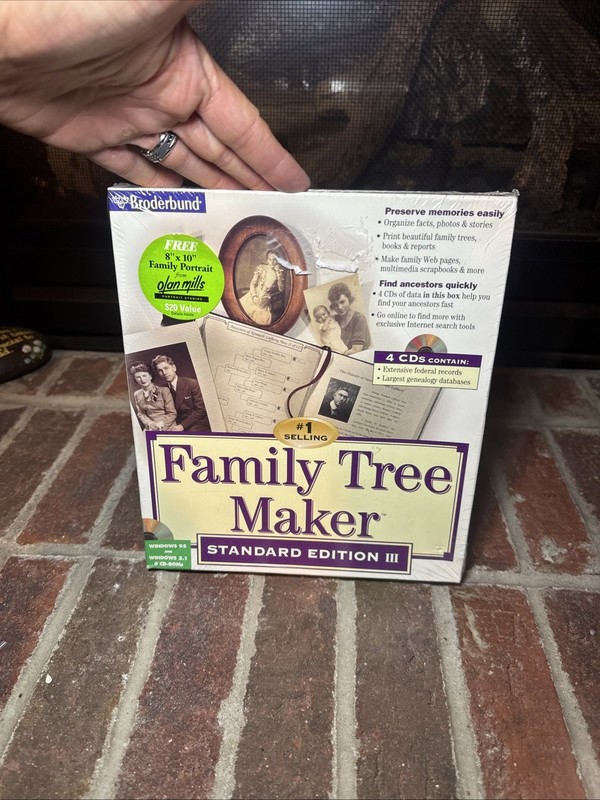 Family Tree Maker Standard Edition III Windows 95 3.1 4 CD-ROM Broderbund V4 NEW gallery