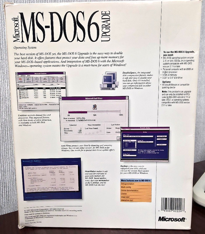 Microsoft MS-DOS 6.0 Vintage Operating System Software Upgrade 3.5" Disks gallery